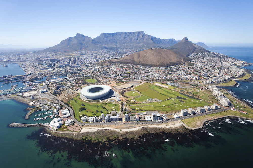overall aerial view of Cape Town Transfer money from South Africa to Australia