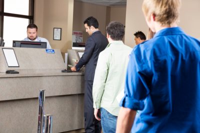 Image of exchange foreign currency cash at a bank