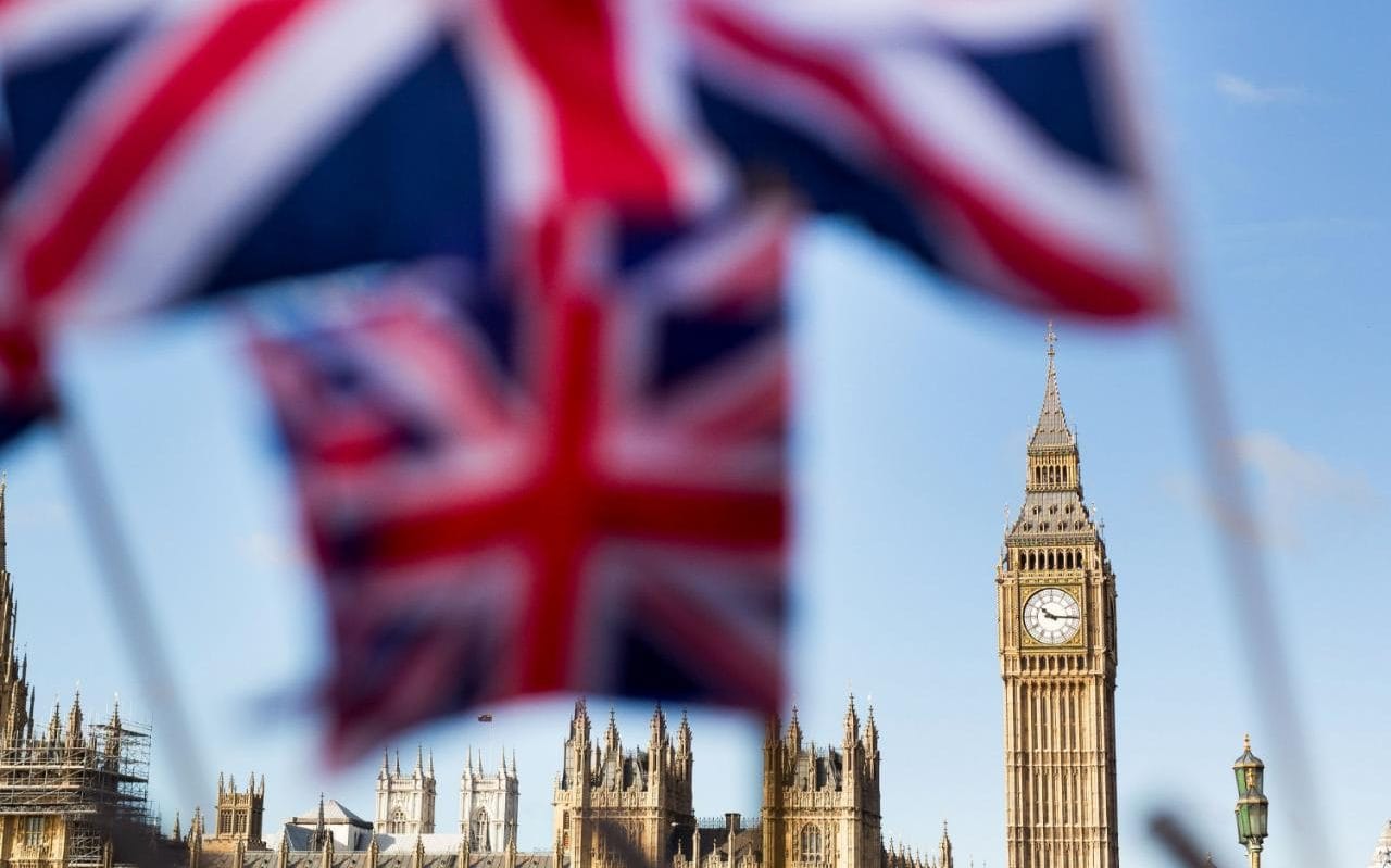 British flag and Big Ben in the background