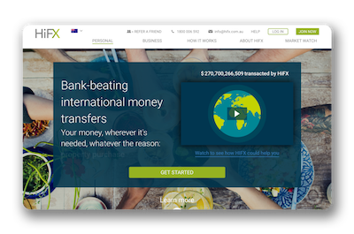 HiFX logo TransferWise website screenshot.