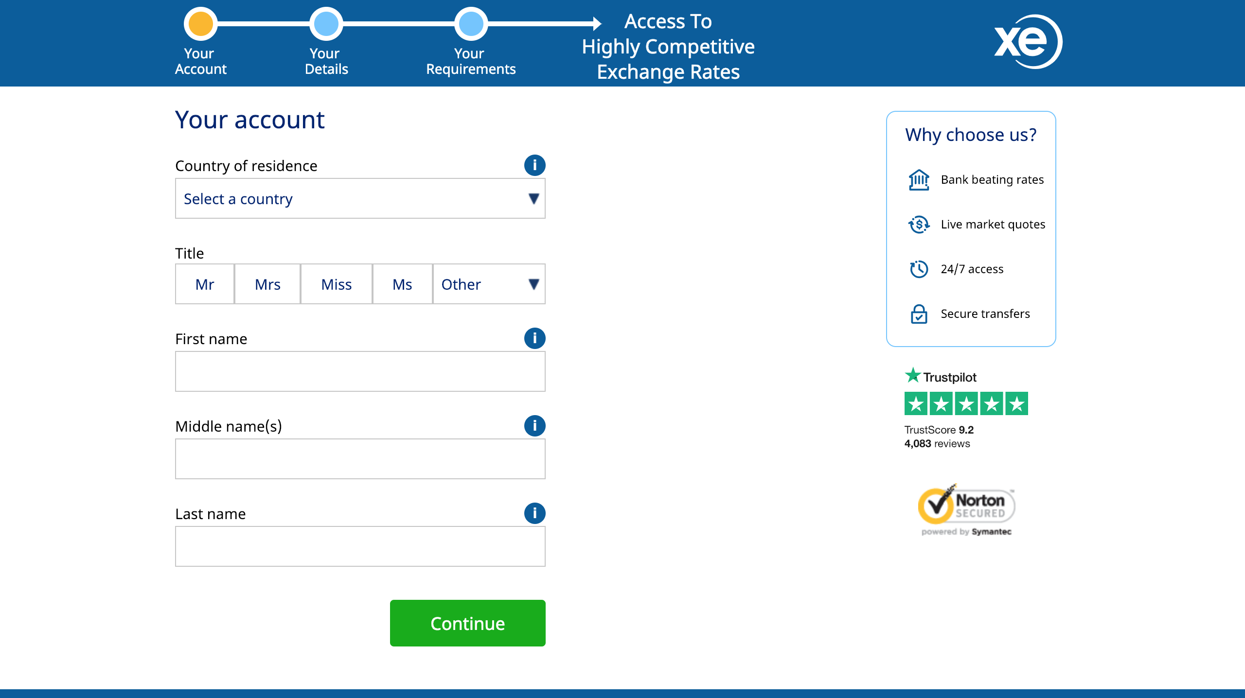 Screen Shot 2019-02-04 at 7.34.47 pm Screenshot showing where to fill in your details on the XE website.