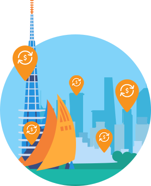 Perth Currency Exchange Illustration