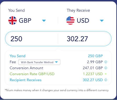 InstaReM fees and exchange rates 