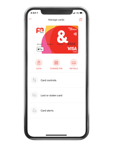 P&N's virtual card Illustration of P&N's virtual card on an iPhone